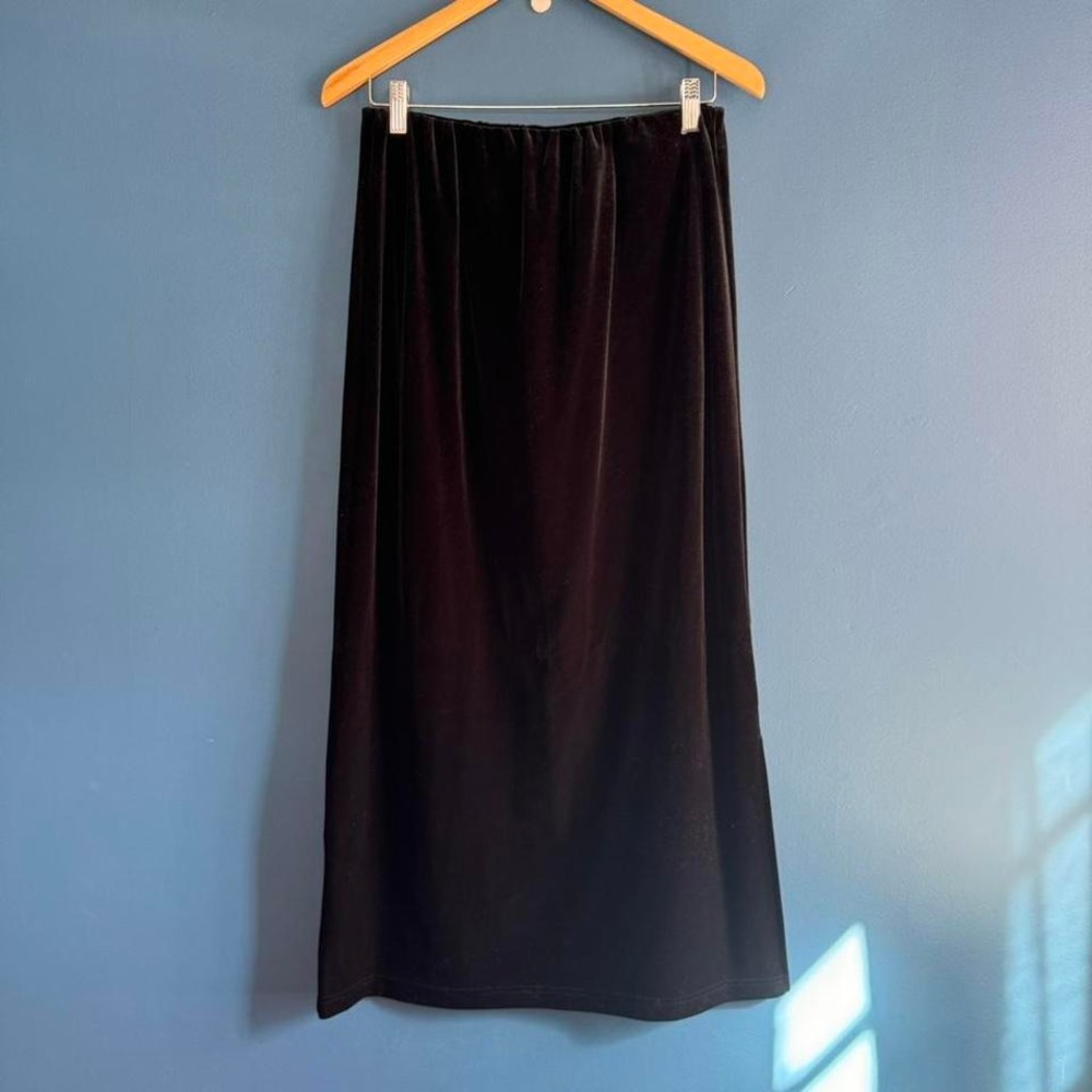 Vintage 90s Velvet Maxi Skirt Women's Size Large Black Dressbarn Goth Emo Witch
